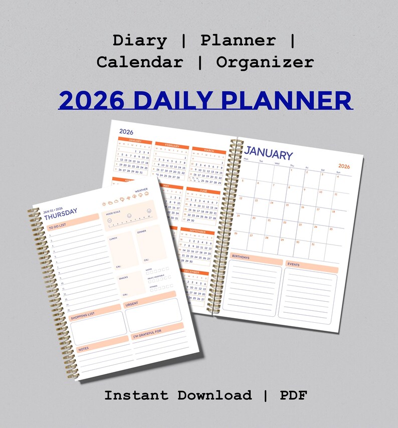 2026 Planner 365 Days Canva Template | KDP Interior Printable PDF ...