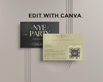 Modèle modifiable de pass VIP : carte d'insigne de fête Canva (téléchargement instantané)