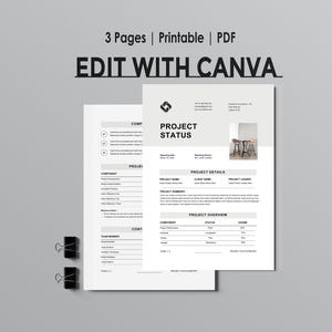 Projektstatus melden | Bearbeitbare Canva Vorlage | Bearbeitbares Projektbericht-Vorlagendesign
