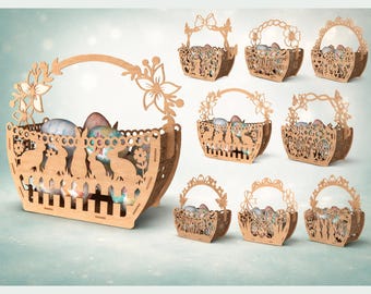 Easter Basket Laser Cut SVG  |  3D Laser Cut Easter Basket SVG Bundle: Vector