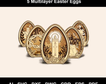 Easter Laser Cut Files Egg SVG layered bundle, Floral eggs multilayer Digital Download, Egg SVG bundle,Standing Easter Egg Laser Cut Files