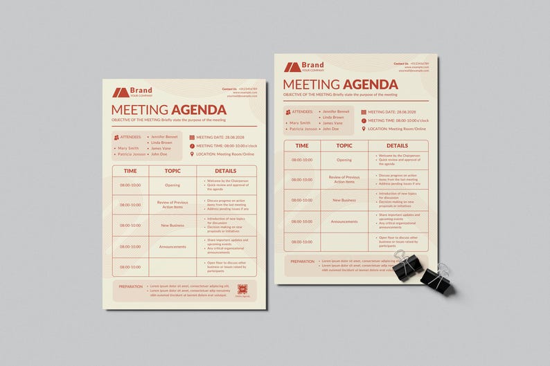 Customizable Event Agenda Meeting Agenda Template, Instant and Digital Download - Customizable - Etsy