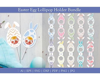 Easter Lollipop Holder SVG, Easter Lollipop Holder Cut File, Candy Holder Svg, Rabbit Egg Holder