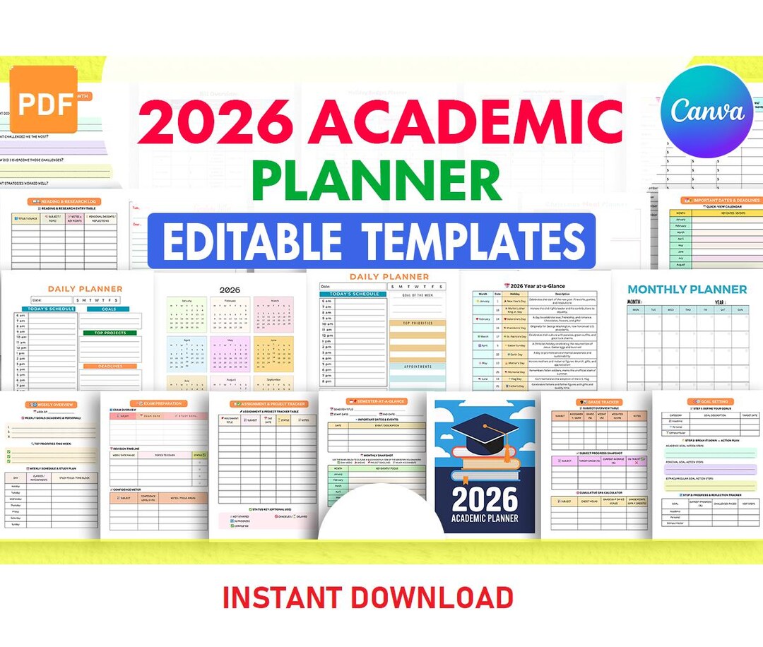 2026 Academic Planner, 2026 - 2027 Student Student Digital Planner PDF ...