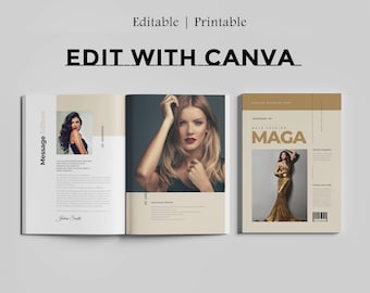 Magazine Template, Editable Canva Portfolio Template | Instant Download