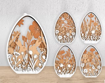 Easter Laser Cut Files Egg SVG layered bundle, Floral eggs multilayer Digital Download