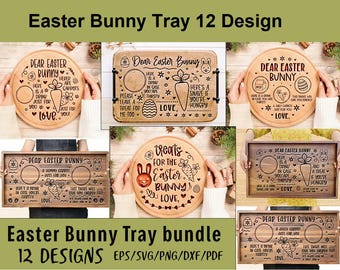 Easter Bunny Tray Svg, Easter Tray Svg, Dear Easter Cookie Tray Svg, Carrot Plate Svg, Bunny Plate Svg,  Laser Cut file