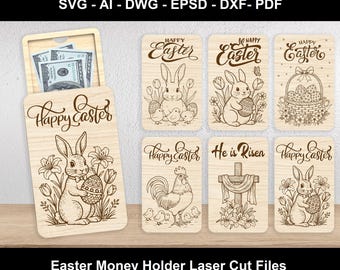 Easter Money Holder Laser Cut Files | Easter Bunny Money Easter Bunny Gift For Kid Easter Money Holder Easter Gift Happy Easter