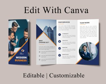 Business Trifold Brochure Template | Editable Canva Design | Instant Digital Download