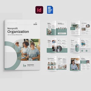 Brochuresjabloon non-profit | Microsoft Word | Adobe Indesign | Overzicht non-profitorganisatie | Brochure Docx liefdadigheidsprofiel