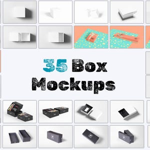 Conjunto de maquetas de cajas: 35 archivos PSD de Adobe Photoshop