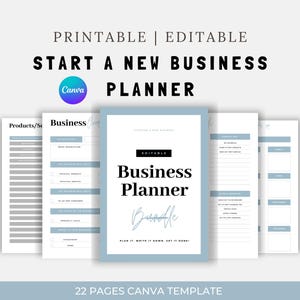 Editable Business Planner Canva Template: Startup & Marketing (Instant Download)