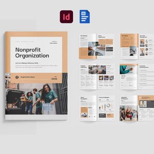 Brochuresjabloon non-profitorganisatie | Microsoft Word | Adobe Indesign | Overzicht non-profitorganisatie | Brochure Docx liefdadigheidsprofiel