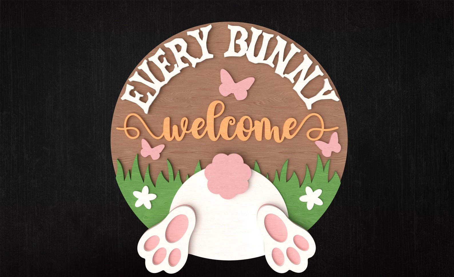 Easter Bunny Welcome Sign SVG Laser Cut Files: Spring Door Hanger SVG ...