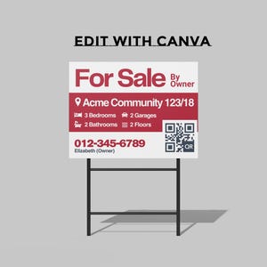Real Estate Yard Sign Template,  For Sale Sign | Property Sign | Modern For Sale Sign | Real Estate Sold Sign  | Sign Rider