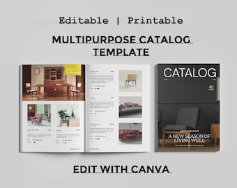 40-Page Catalog Template: A4 & US Letter Size, Editable Canva Design