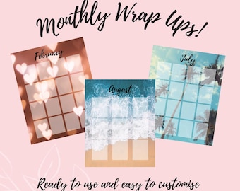 Year-Round Monthly Wrap-Up Templates | Instagram-Optimized Bookstagram Recap | Canva