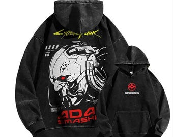 Sudadera con capucha vintage de Cyber Metal Phantom, lavada, de Liberty Video Game Merch, regalo para fan metalero