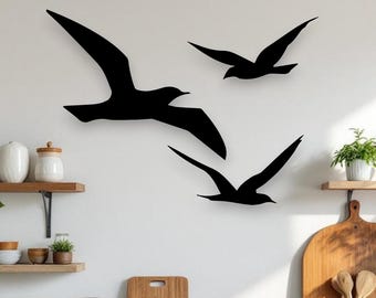 Set of 3 Flying Bird Metal Wall Art | Minimal Bird Flock Decor | Elegant Nature-Inspired Wall Accent for Living Room or Hallway