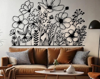 Handmade Metal Flower Wall Decor for Spring, Colorful Floral Metal Wall Art, Springtime Wall Decoration, Flower Art Gift for Home
