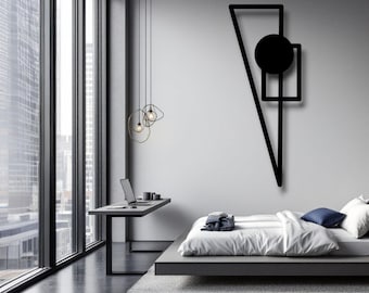 Nowoczesny zestaw metalowych dekoracji ściennych, pionowa czarna geometryczna dekoracja ścienna, abstrakcyjna unikalna dekoracja ścienna, metalowa dekoracja ścienna, nowoczesny wystrój domu, wystrój pokoju