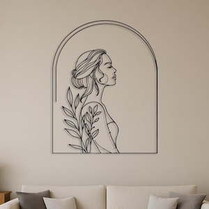 Minimalist Metal Wall Art for Women, One Line Female Figure Decor,Modern Metal Wall Hanging,Aesthetic Home Room Decoration,Housewarming Gift