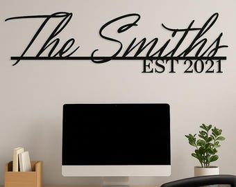 Personalized Last Name Sign, Family Name Sign, Wedding Gift, Family Established Sign, Metal Wall Art, Year 6 Anniversary Gift