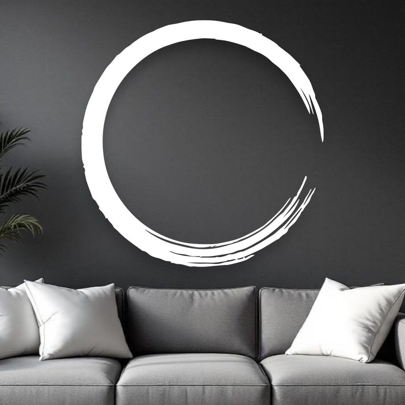 Zen Enso Circle Metal Wall Art | Minimalist Round Brush Stroke Wall ...