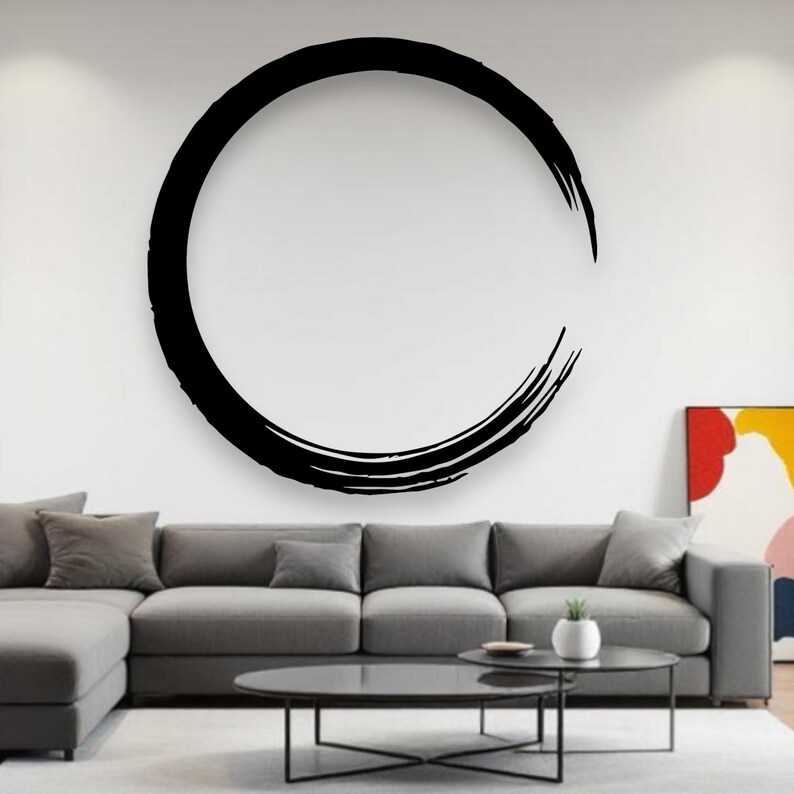 Zen Enso Circle Metal Wall Art | Minimalist Round Brush Stroke Wall ...