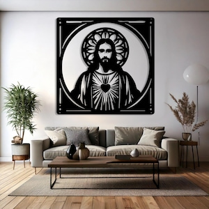 Jesus Wall Art Metal Decor Christian Religious Gift Spiritual Home Decor Sacred Silhouette Catholic Wall Hanging Jesus Metal Sign