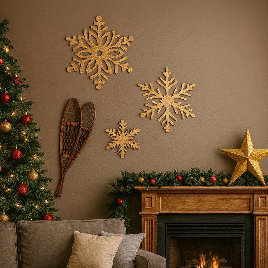 35 Elegant Christmas Hallway and Entryway Decorations 3 Set of 3 Snowflake Metal Wall Art Elegant Winter Wall Decoration…