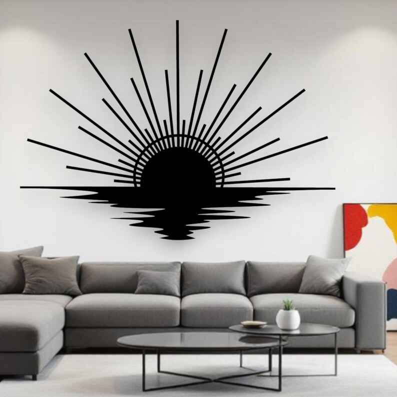 Modern Designs Rays Sunset Metal Wall Art | Modern Sun Rays Wall Decor | Minimalist Sun ...