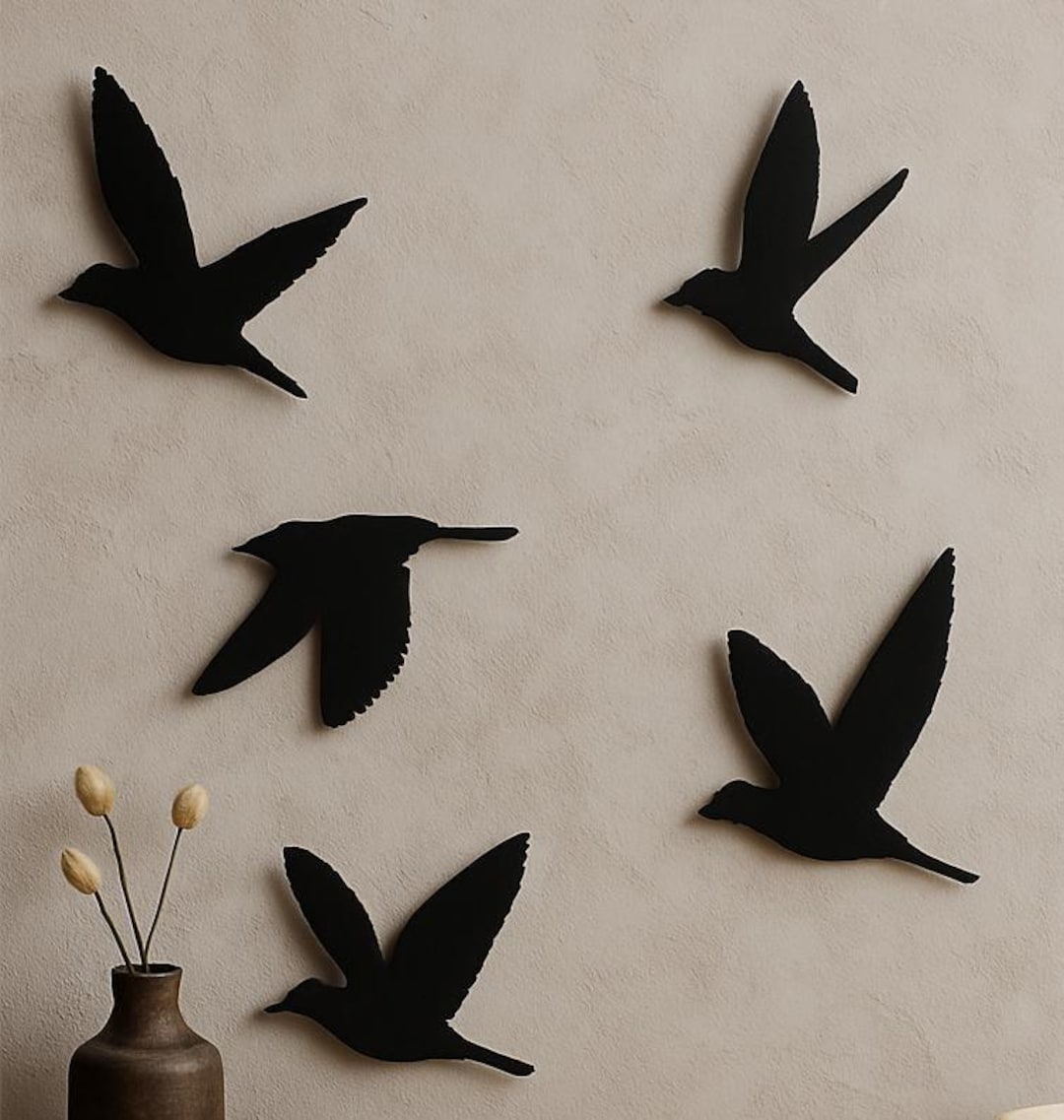 Birds Metal Wall Decor, Modern Above Bed Wall Decor, Minimalist Metal ...