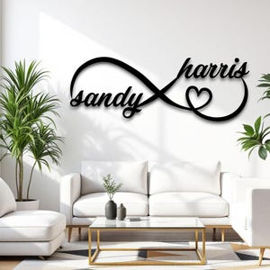 Personalized Infinity Metal Sign, Custom Anniversary Gift, Newly Engaged Couple Gift, Metal Wall Art, Housewarming Home Decor, Love Sign