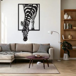 Modern Zebra Metal Wall Art, Geometric Animal Wall Decor, Abstract Metal Wall Hanging, Housewarming Gift, Contemporary Metal Decor, Gift