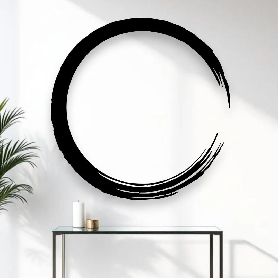 Zen Enso Circle Metal Wall Art | Minimalist Brush Stroke Circle Decor ...