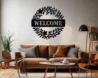 Personalized Wildflower Metal Wall Art Sign, Custom Family Name Sign for Spring, Rustic Flower Welcome Sign, Farmhouse Metal Decor, Outdoor