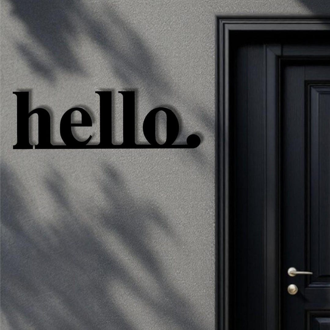 Metal Hello Sign, Metal Wall Art, Front Door Decor, Welcome Sign for ...