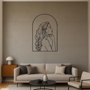 Minimalist Woman Metal Wall Art, One Line Art Decor, Modern Female Figure Wall Hanging, Aesthetic Room Decor, Housewarming Gift, Metal Wall