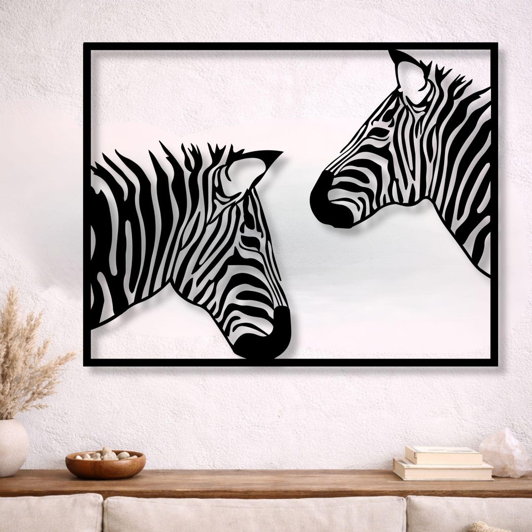 Modern Zebra Metal Wall Art | Safari Animal Wall Decor | Black and ...
