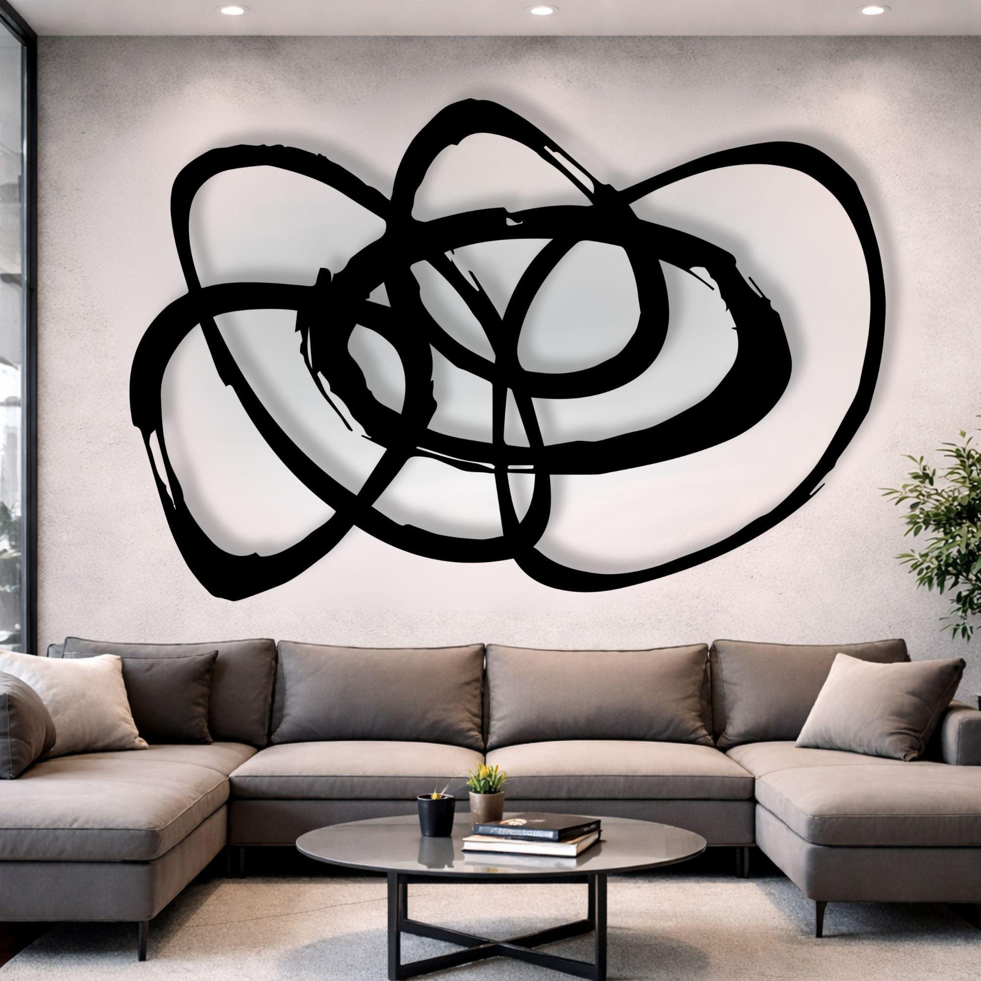 Abstract Scribble Line Metal Wall Art | Modern Minimalist Wall Decor ...