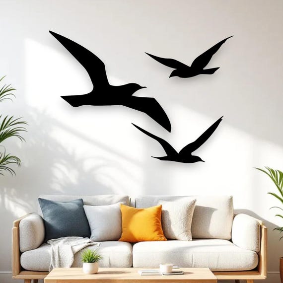 Metal Flying Birds Wall Decor | Set of 3, Elegant Home Art
