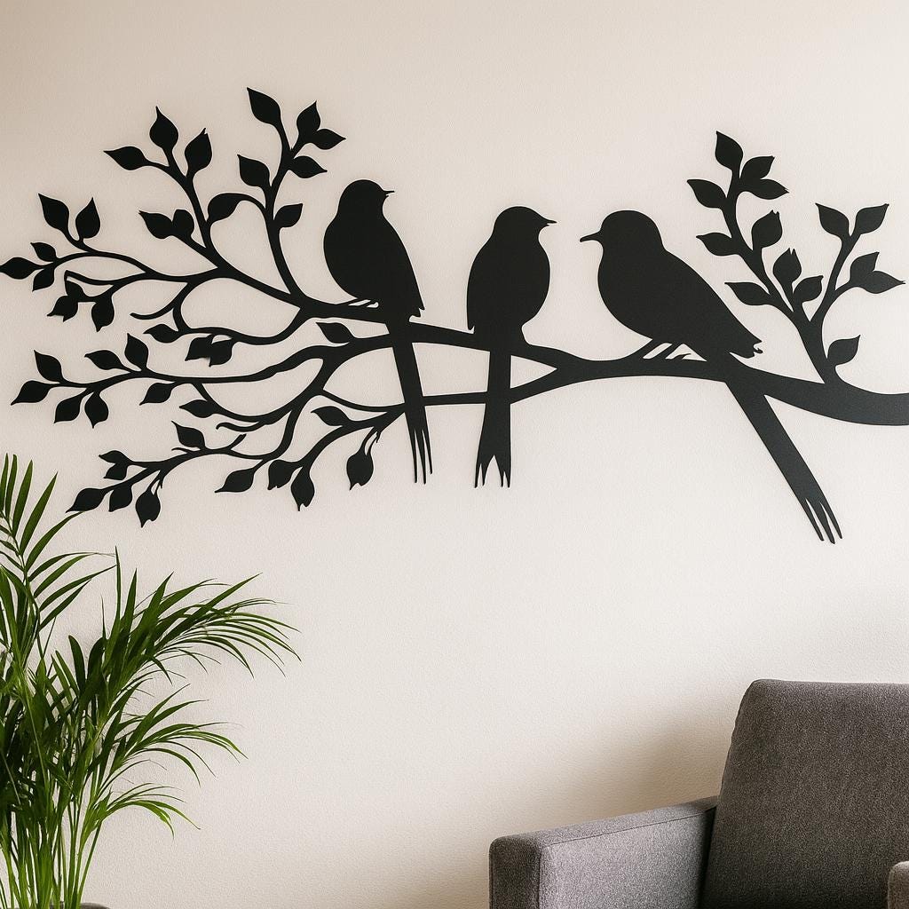 Birds on Branch Metal Wall Art | Nature-inspired Tree Wall Sculpture ...