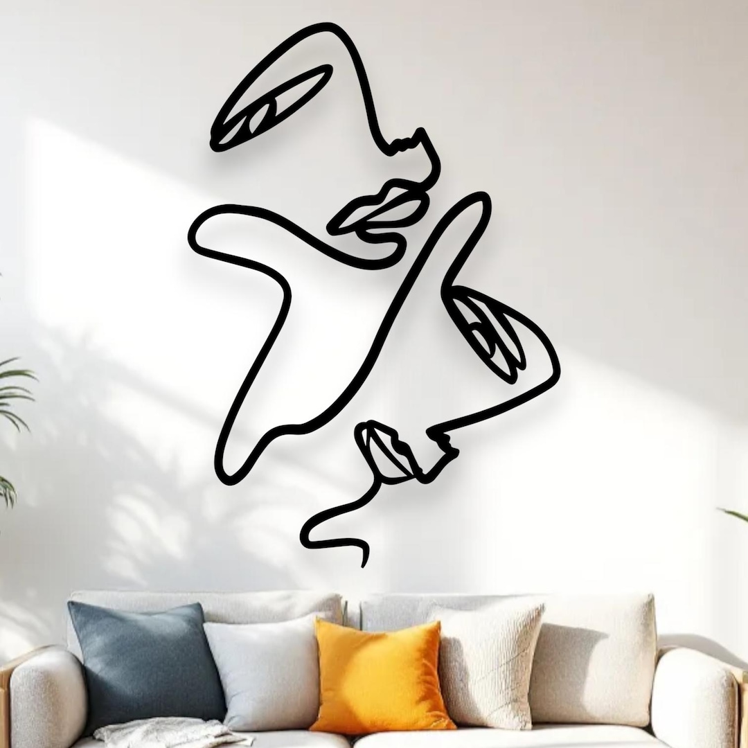 Abstract Female Line Art Metal Wall Decor | Minimalist One Line Woman ...