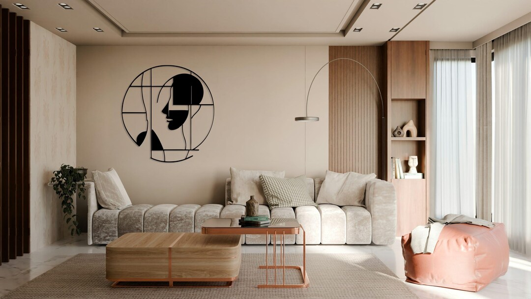 Minimalist Abstract Line Art Metal Wall Decor, Geometric Metal Wall Art ...