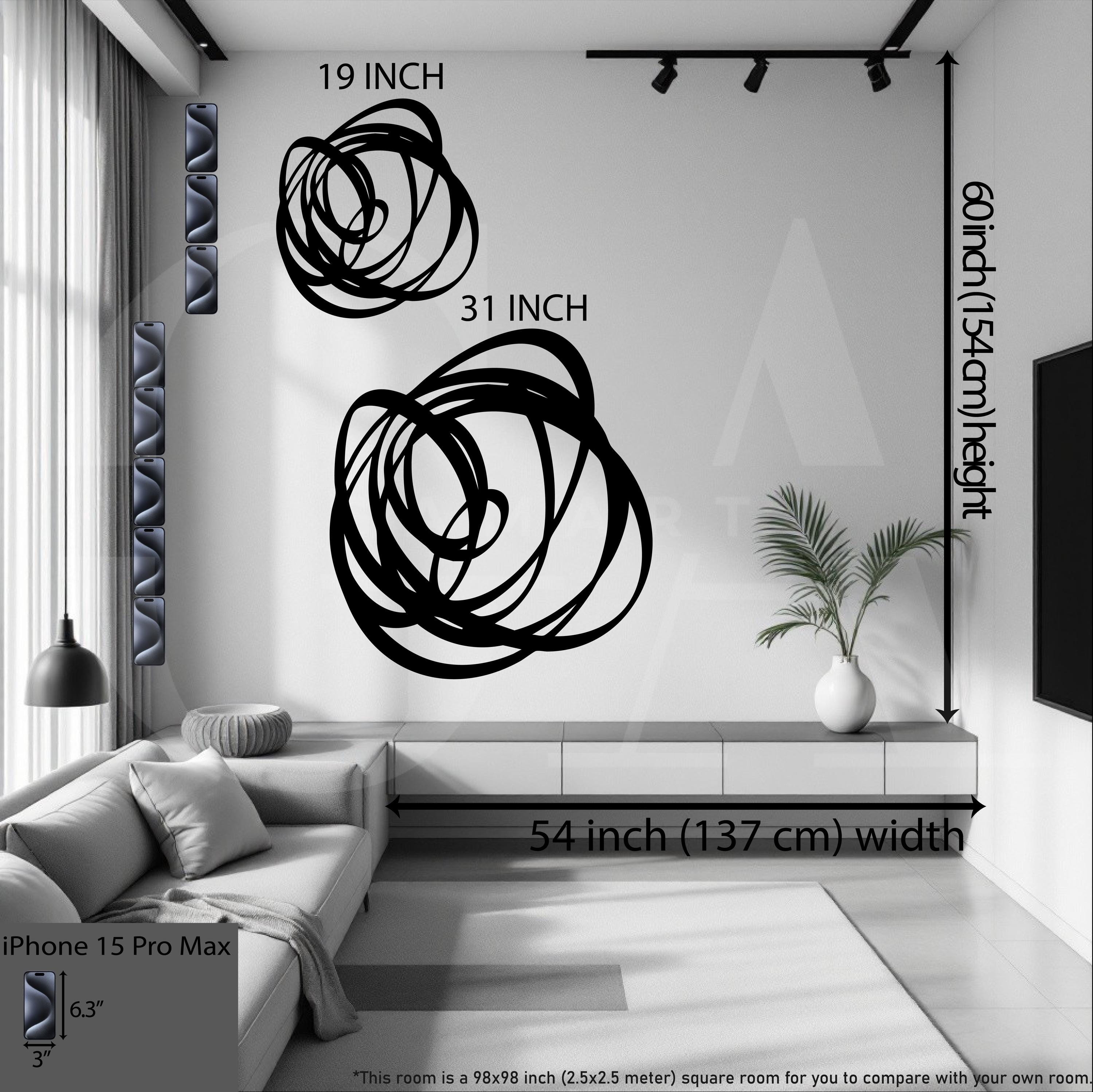 Modern Circular Metal Wall Art, Minimalist Black Circle Wall Sculpture ...