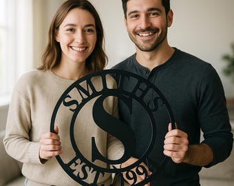 Spersonalizowany monogram rodzinny – metalowy znak inicjałowy
