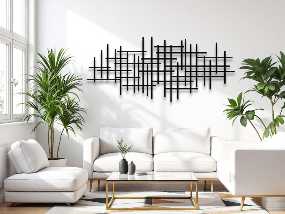 Minimalist Metal Wall Decor, Abstract Line Art Sign, Modern Staircase ...