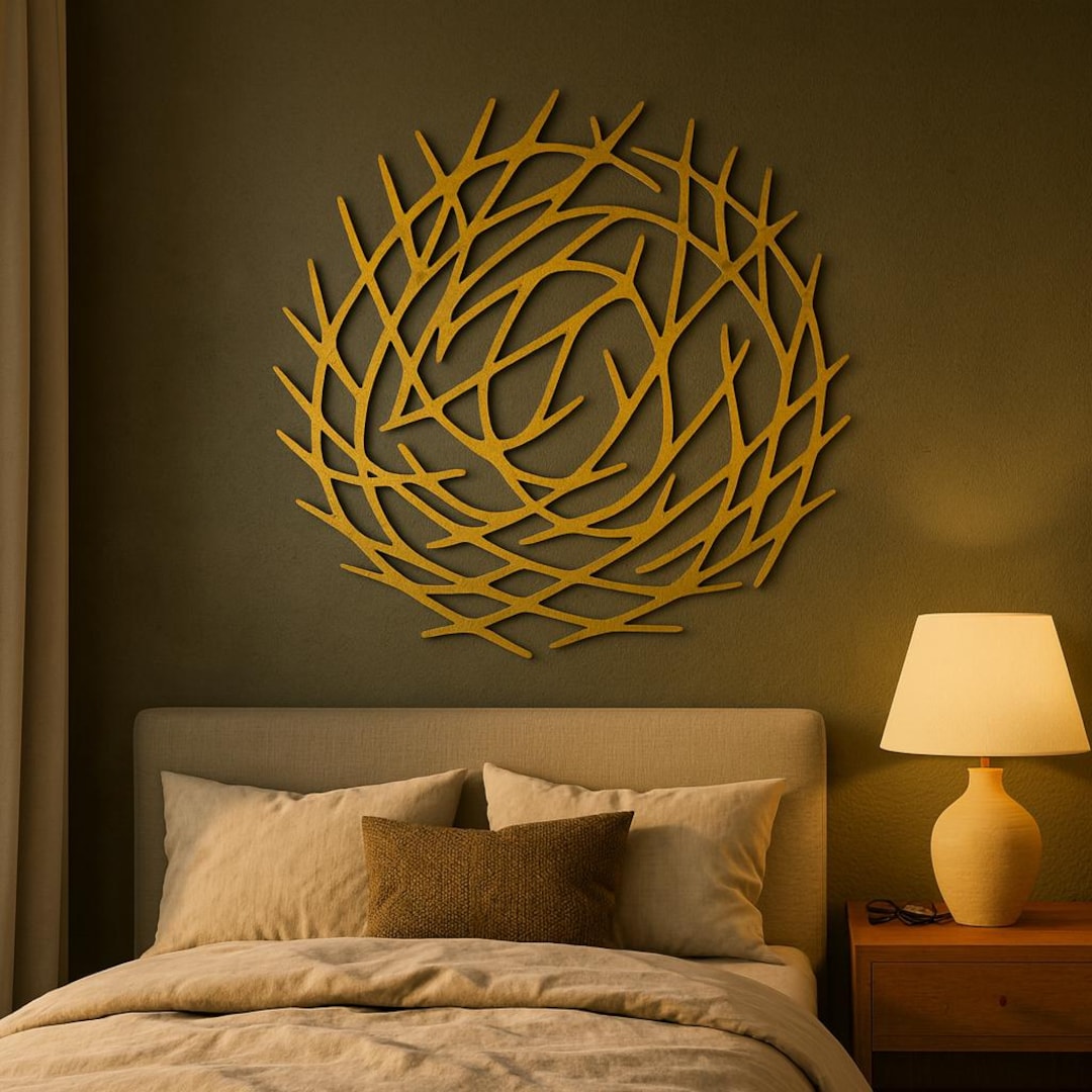 Round Abstract Line Art Metal Wall Decor | Modern Minimal Wall ...