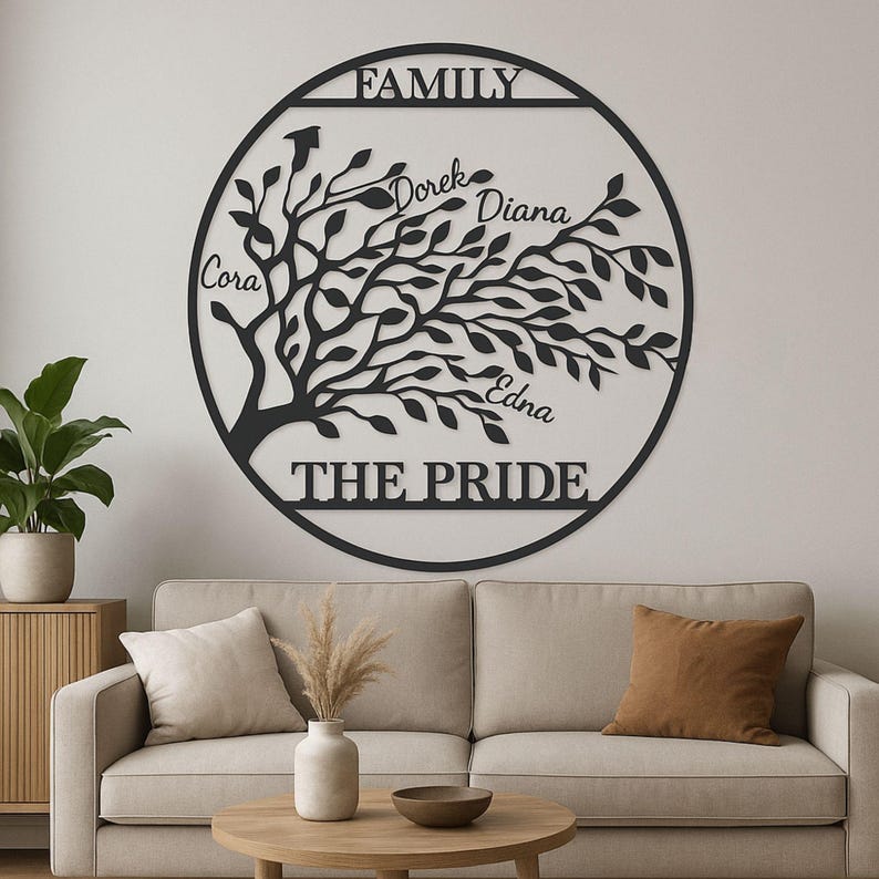 Custom Family Tree of Life Name Sign, Metal Last Name Sign, Home Sign ...